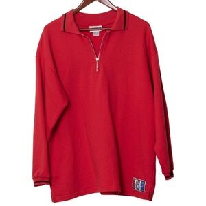 Kathy Ireland Active Women's Quarter Zip Red XL Vintage Sporty Athleisure Comfy